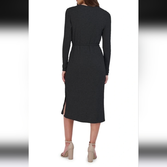 EUC Julia Jordan Sweater Midi Dress w/ Removable Belt, Button V-neck, sz 8 - Picture 3 of 11